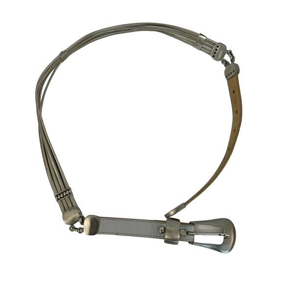 Cache Metallic Silver Leather and Stretch Chain Belt Size M 9705 - Picture 1 of 10